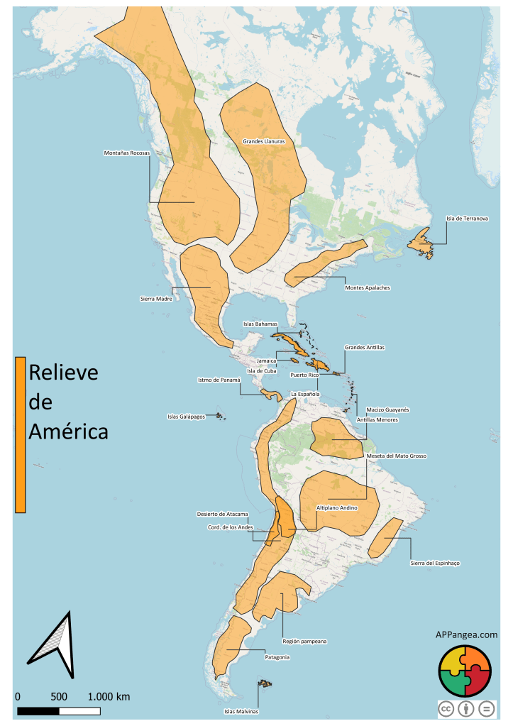 Mapas Físicos América – Relieve, Ríos y Lagos-  Geografía e Historia&nbsp;ESO