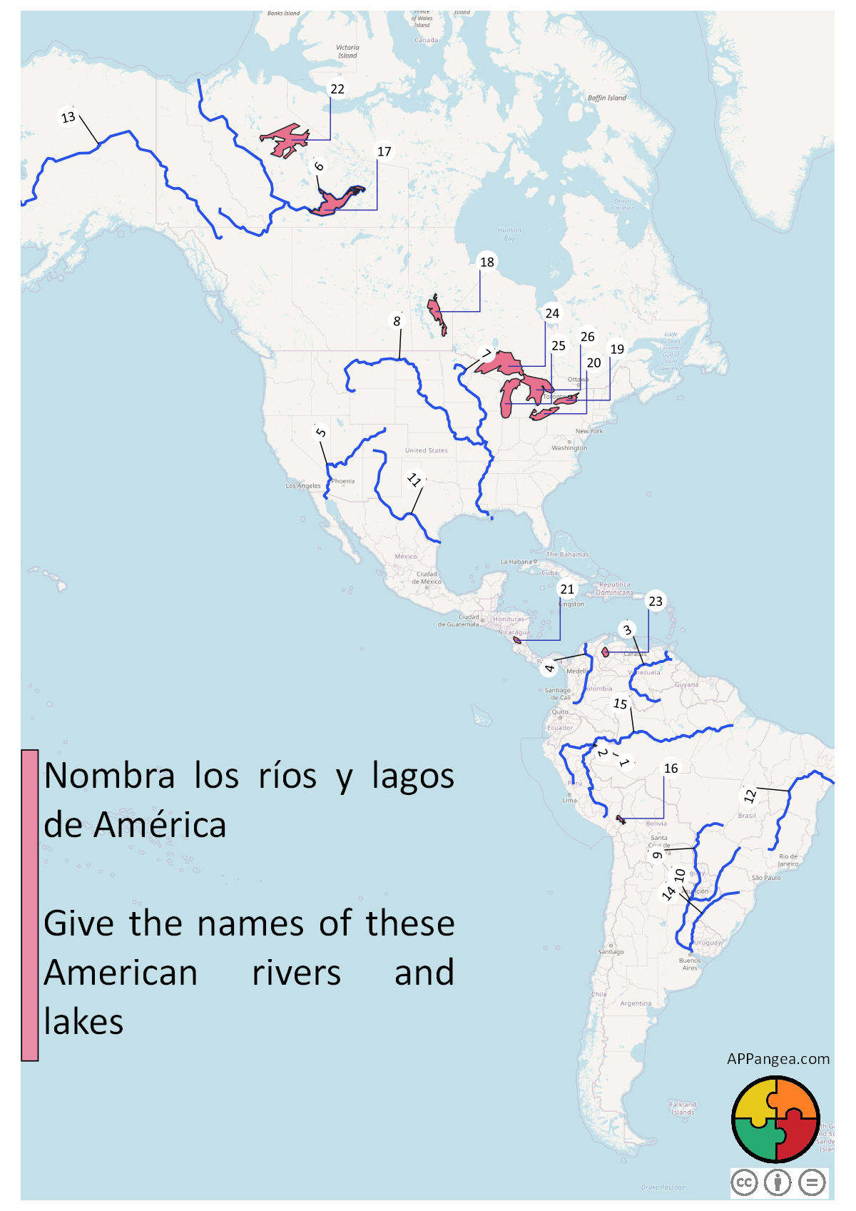Mapa ríos de América. Geografía e Historia 1ºESO