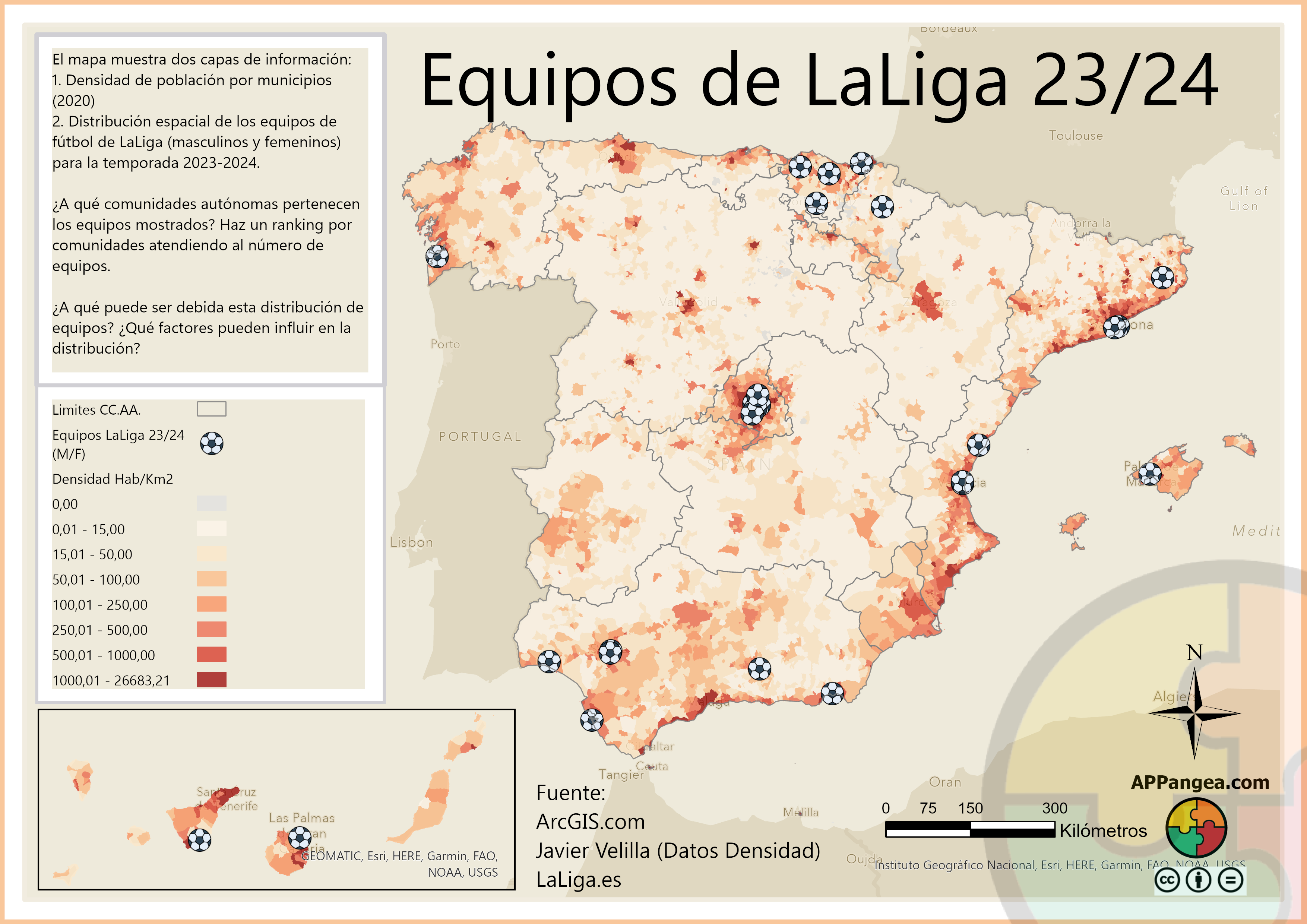 Mapa distribución equipos de LaLiga 23/24