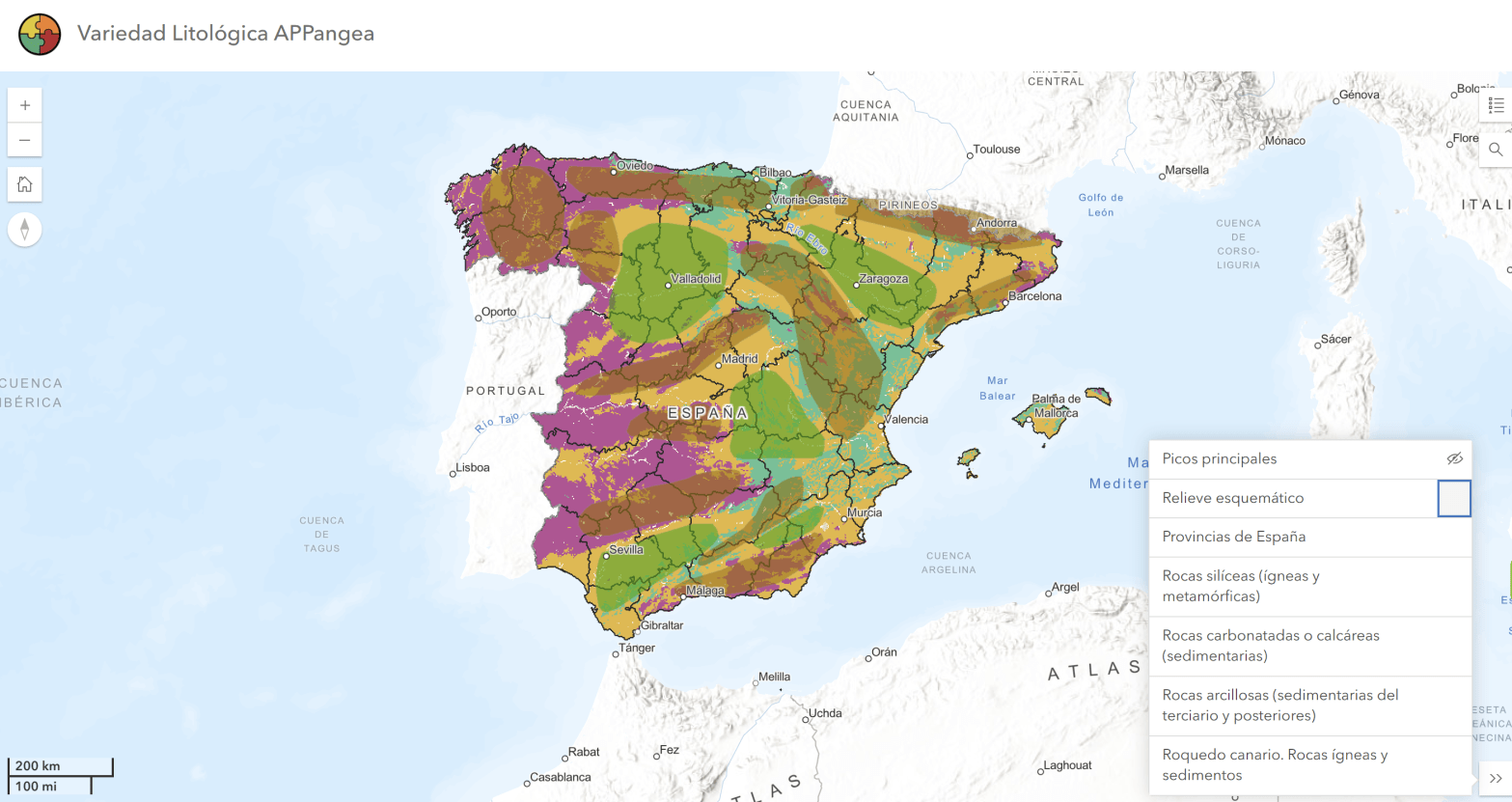 Visor de mapas Explora la variedad litológica de España.