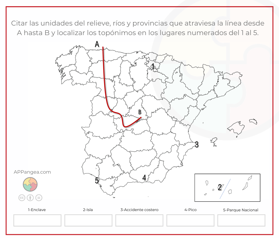 Ejercicios de localización PAU Geografía de España