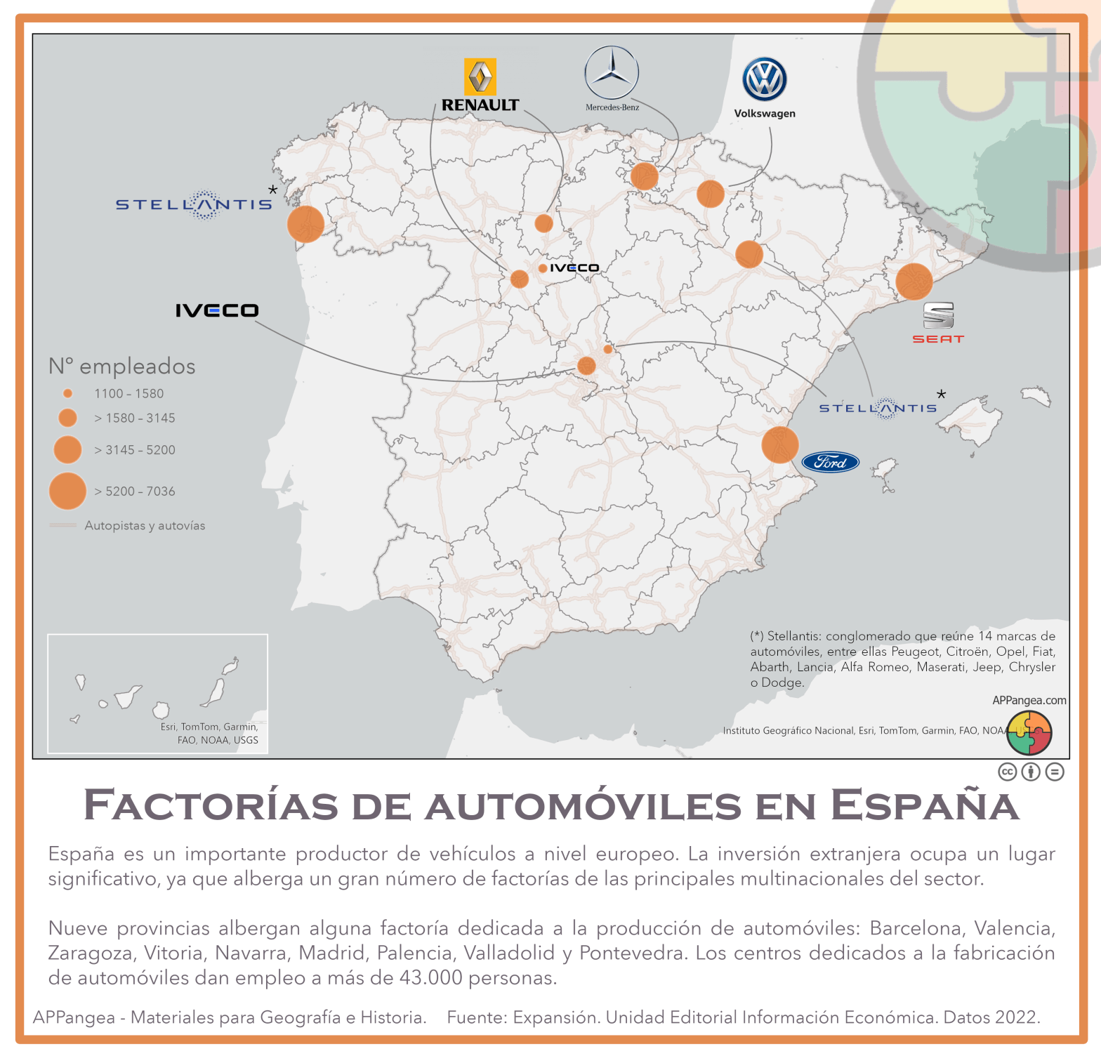 Mapa factorías de automóviles en España