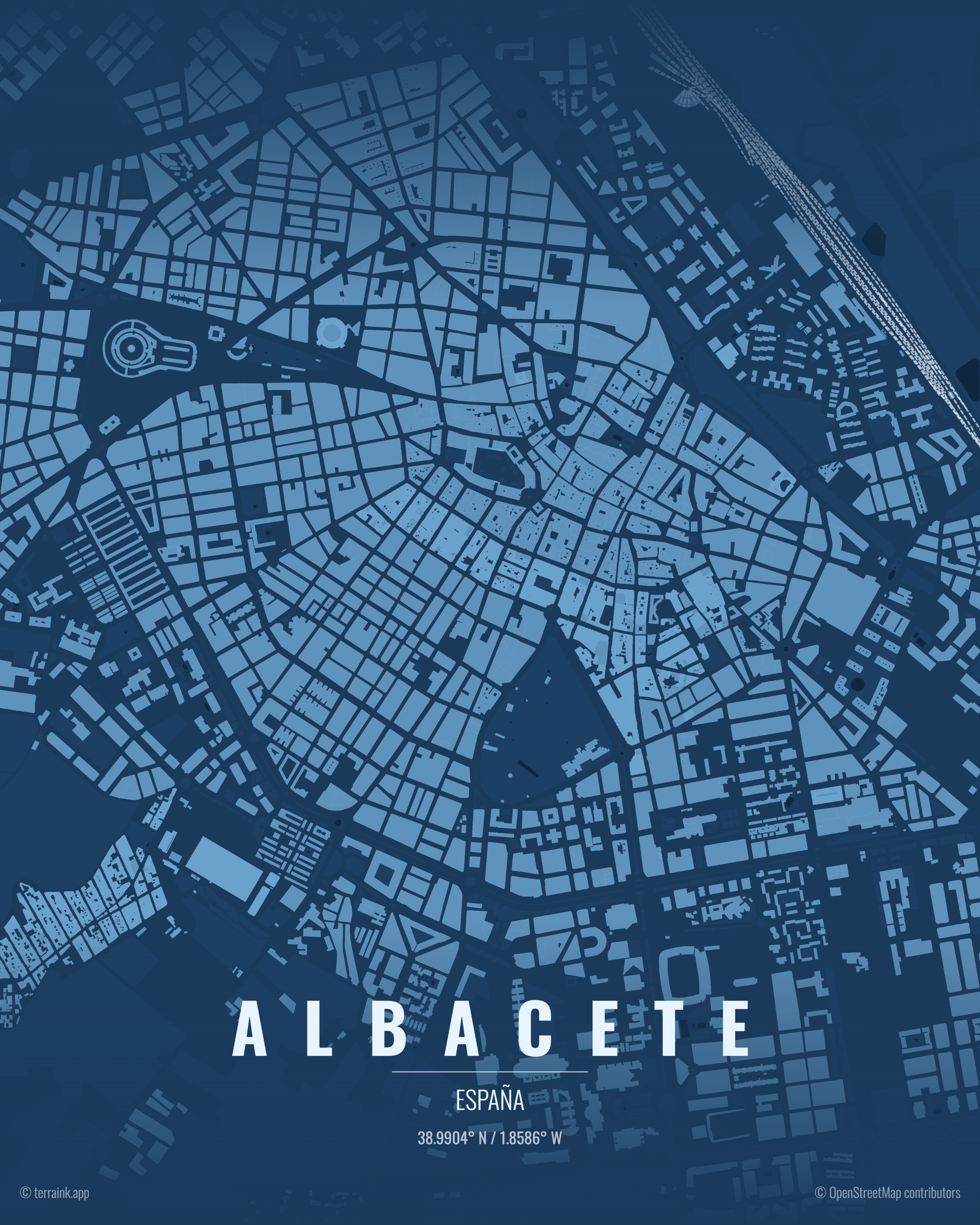 Plano urbano de Albacete. Decorativo.