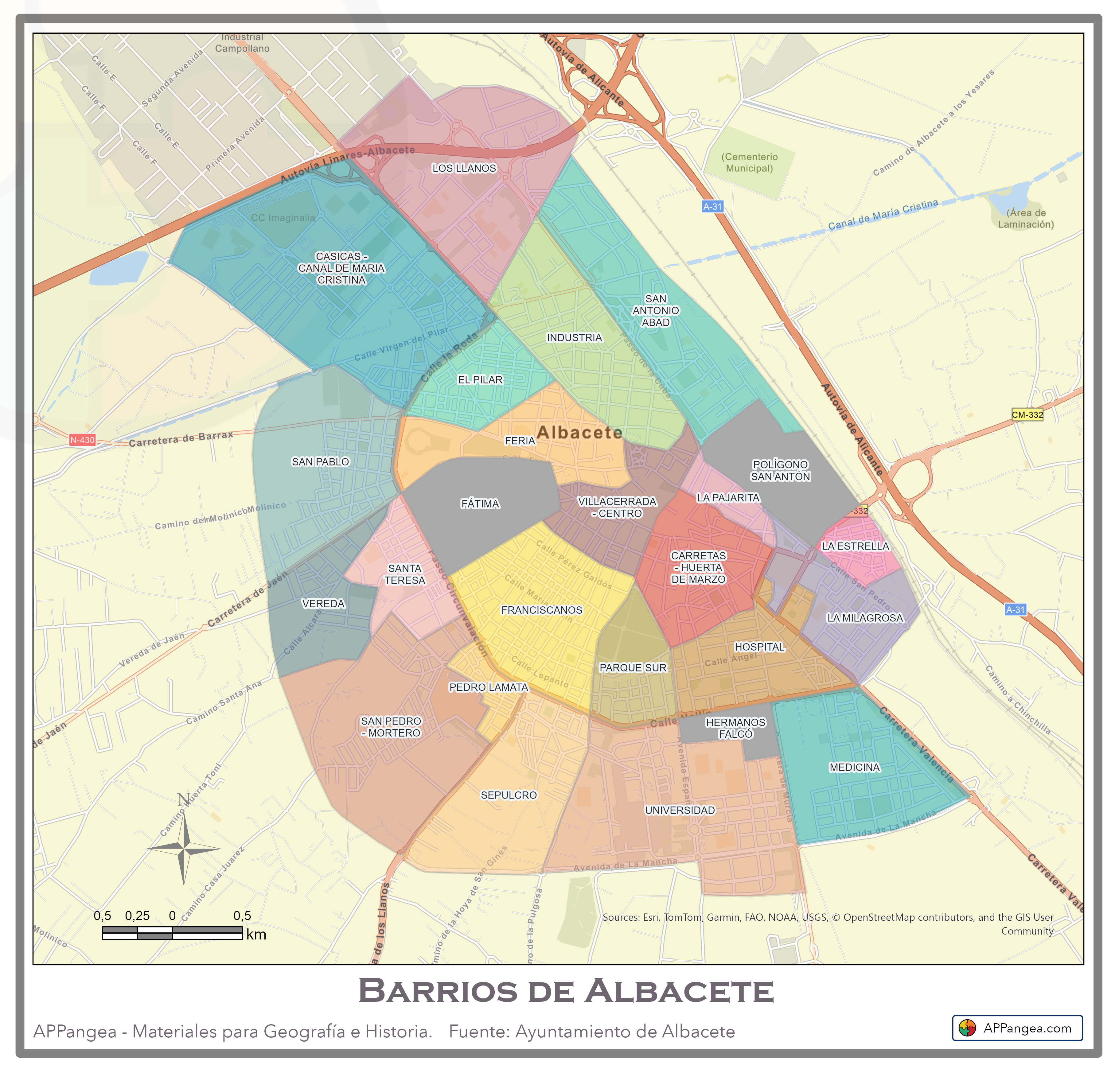 Barrios de Albacete. Geografía de Albacete. 