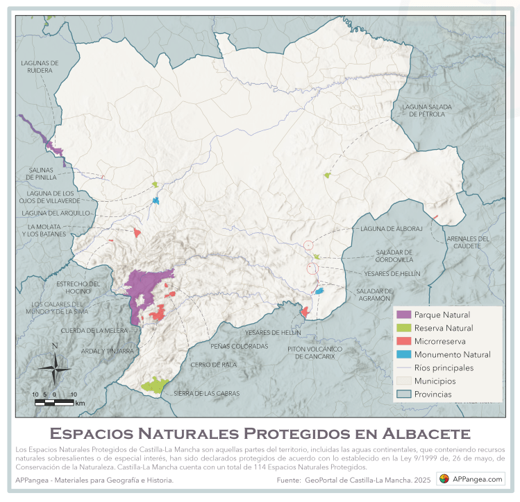 Espacios naturales protegidos en la provincia de Albacete. Bachillerato. Geografía de España.