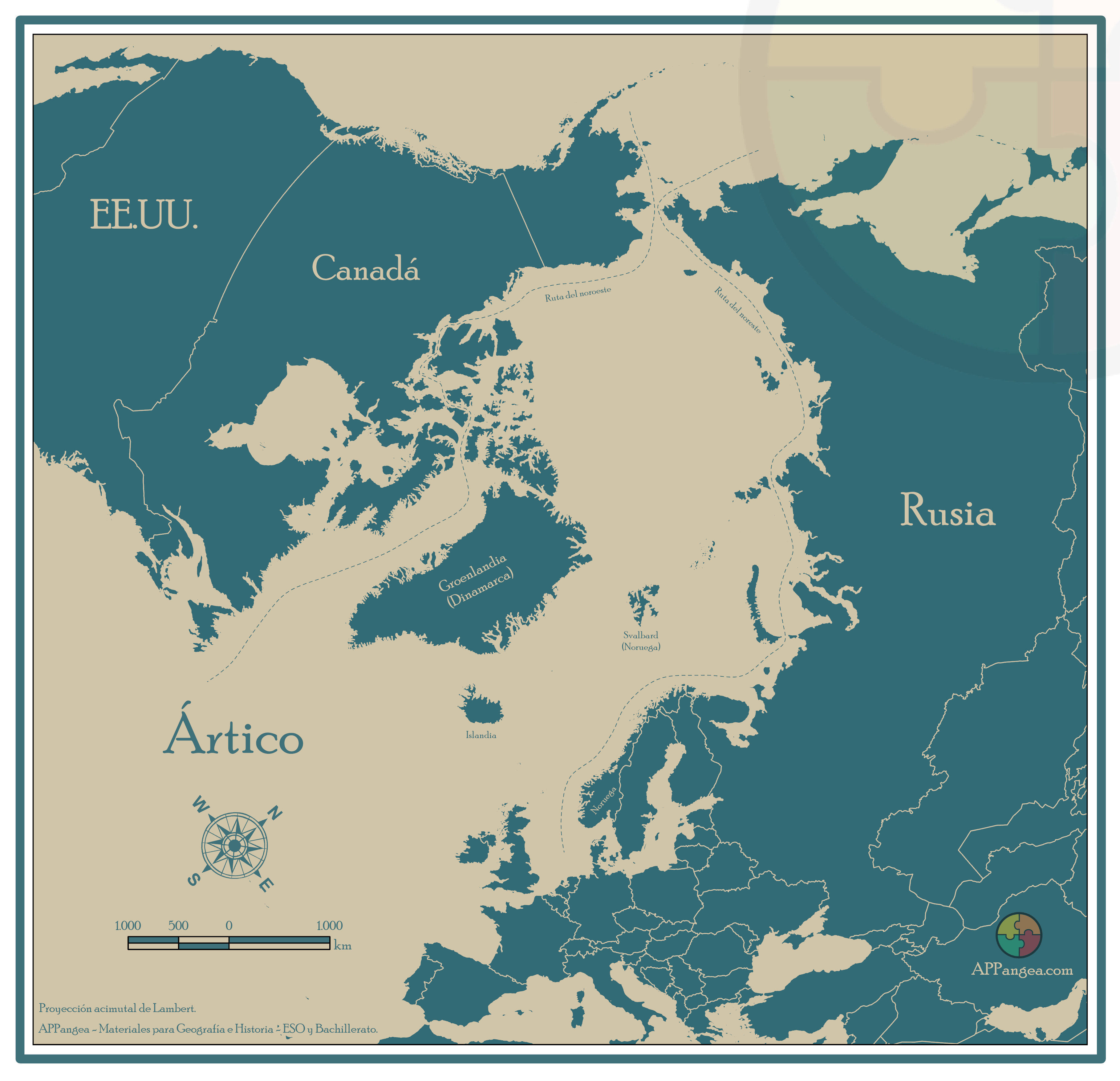 Mapa del Ártico: países y rutas. Geografía ESO y Bachillerato