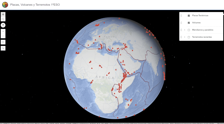 Visor de mapas Placas tectónicas, volcanes y terremotos APPangea.