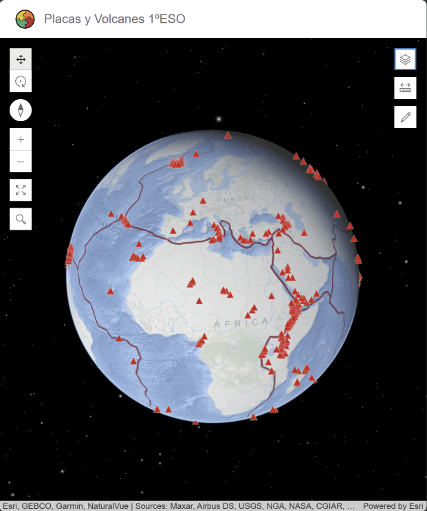 Visor de mapas Placas tectónicas, volcanes y terremotos APPangea.