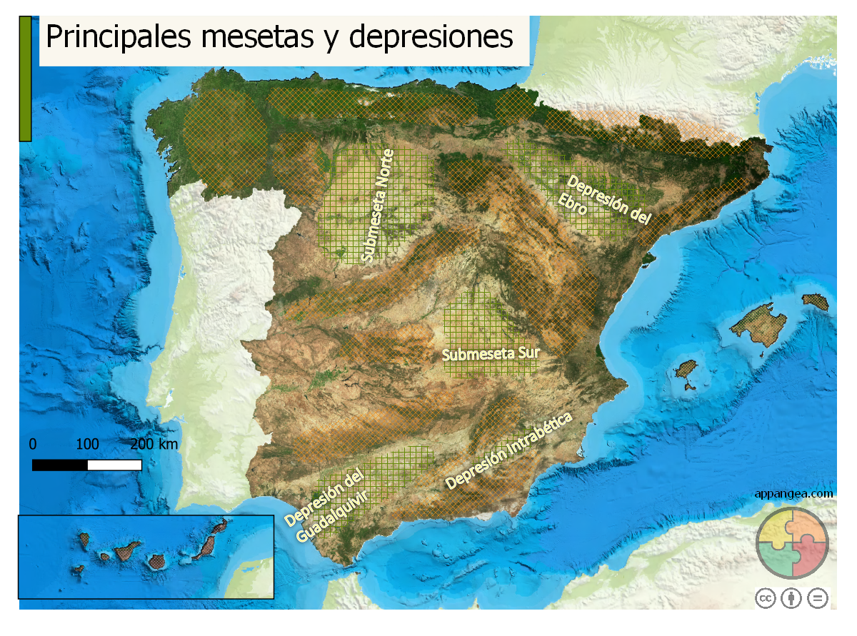 Depresiones y Mesetas España Geografía ESO