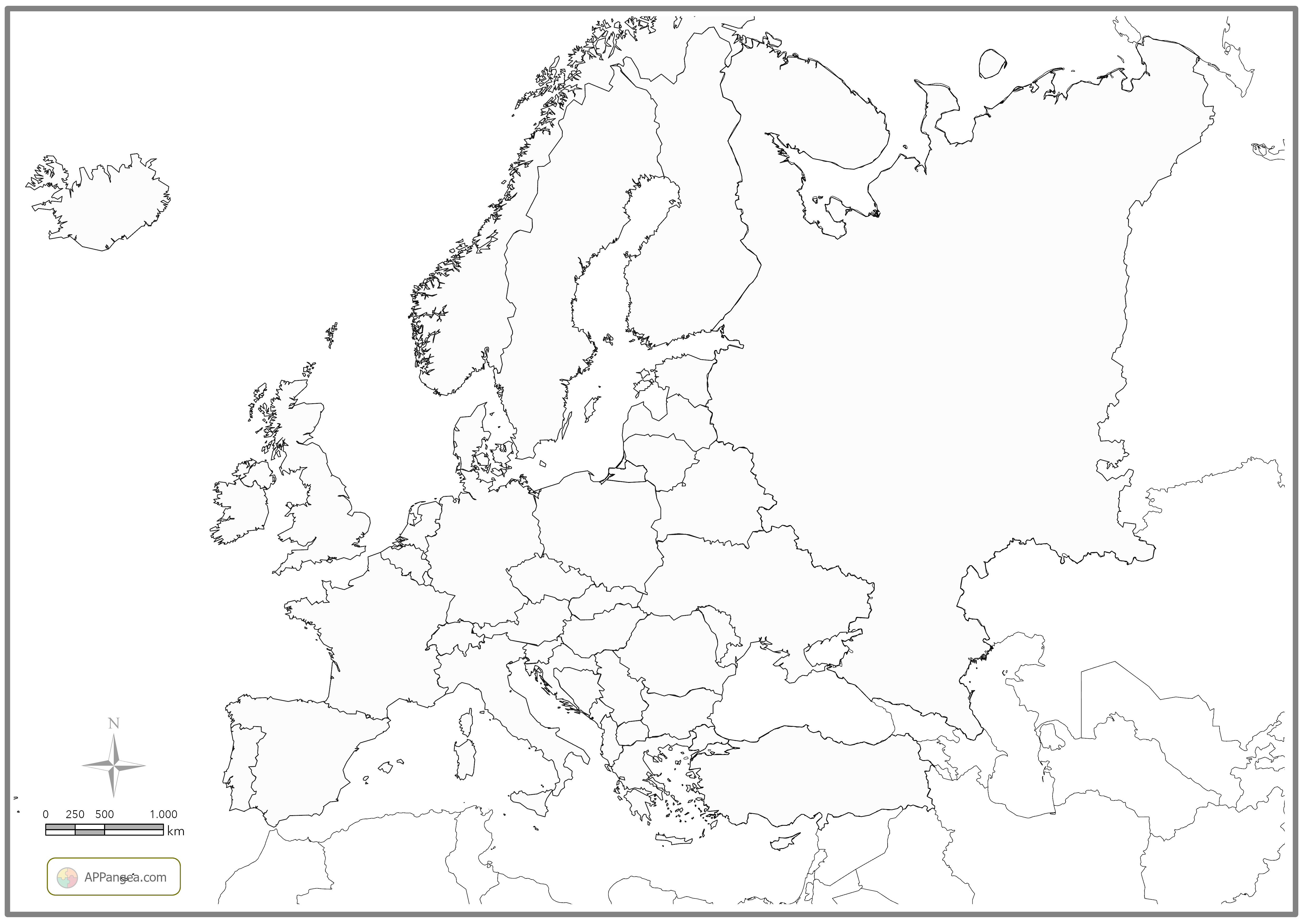 Mapa Mudo Países Europa. Geografía e Historia ESO