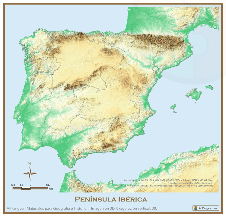 Relieve de España 3D. Geografía ESO