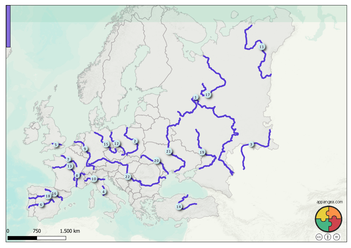 Ríos de Europa - Prueba de Evaluación. Geografía e Historia ESO.