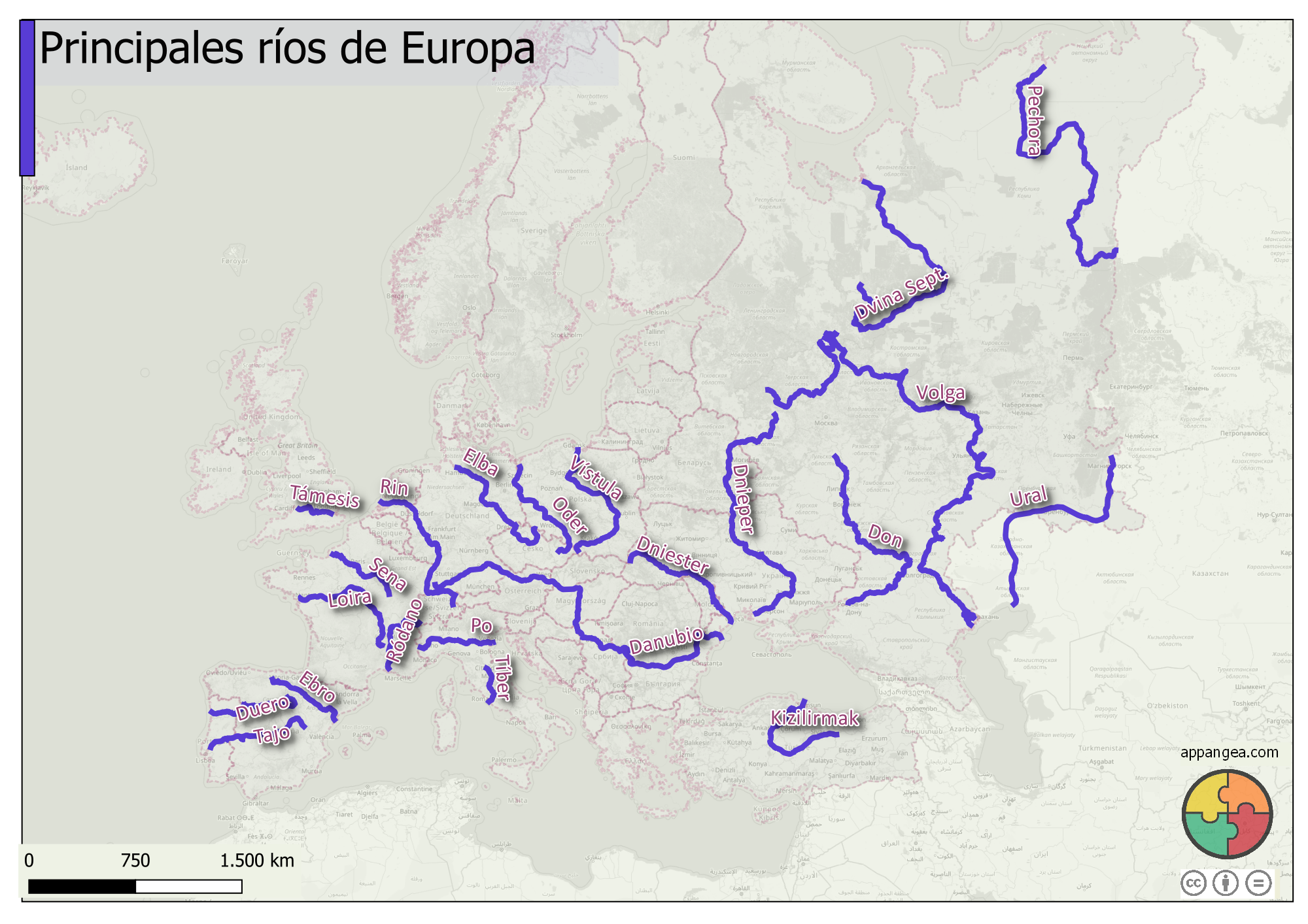 Principales Ríos de Europa. Geografía e Historia ESO.