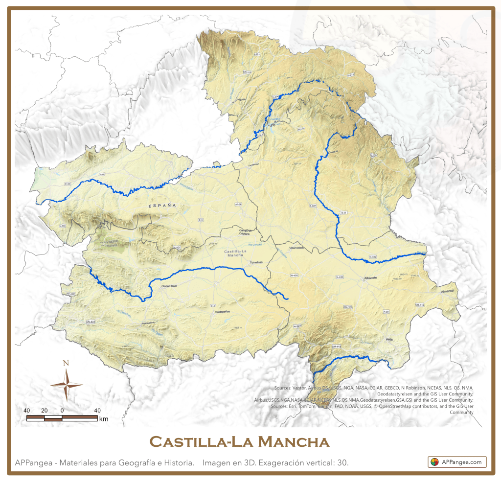 Relieve Castilla-La Mancha 3D. Geografía ESO