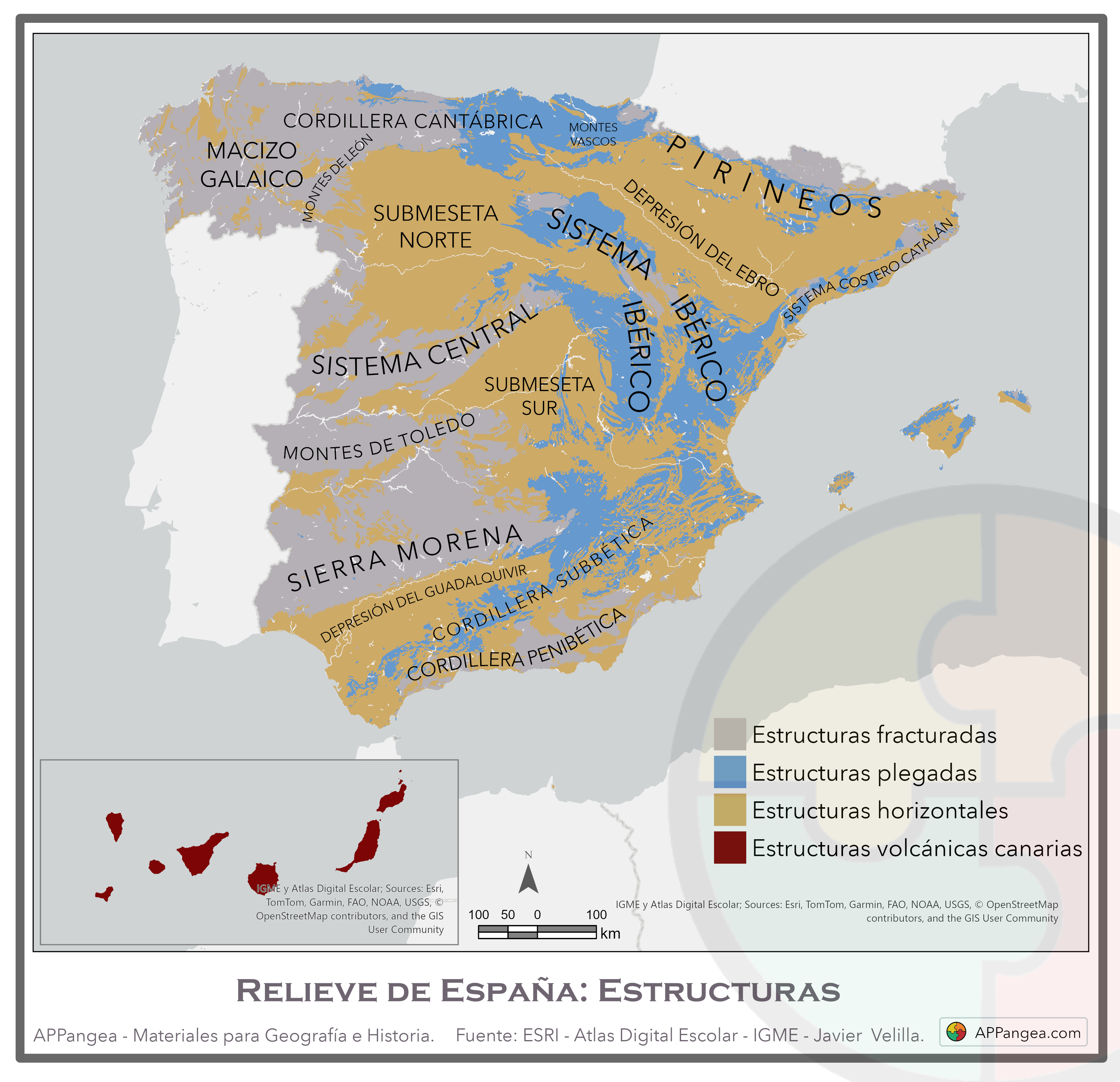 Unidades morfoestructurales en España. Geografía de España 2º Bachillerato
