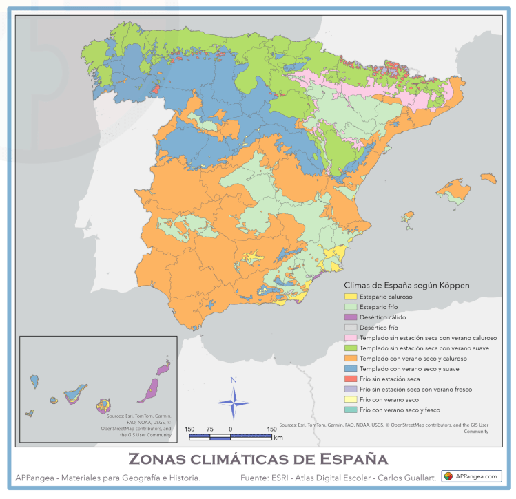 Mapa Climas de España según&nbsp;Köppen