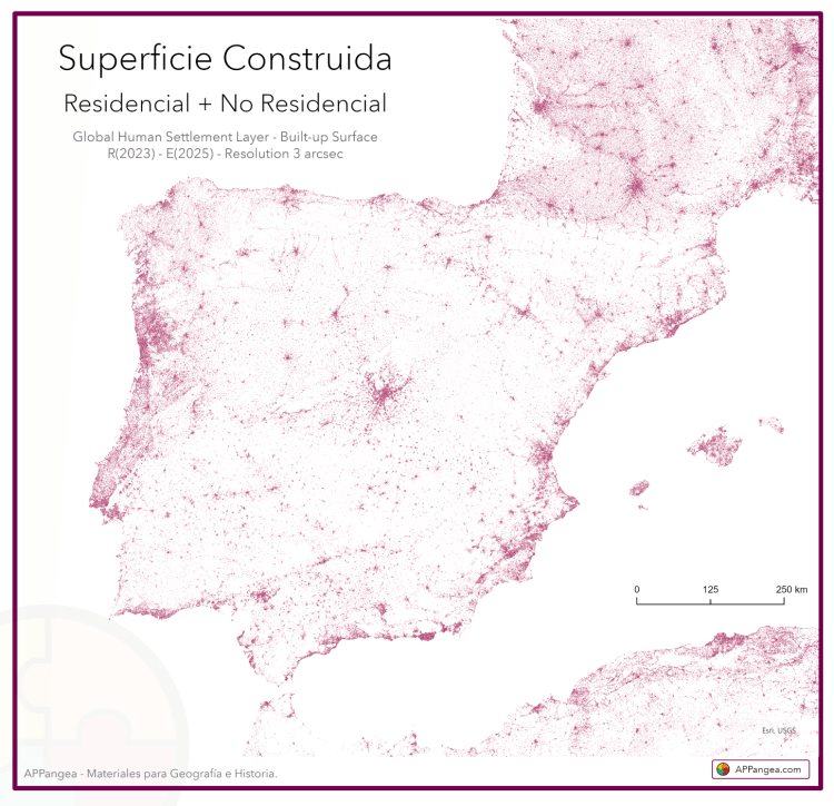 Mapa Superficie Construida –  Geografía de España 2º&nbsp;Bachillerato