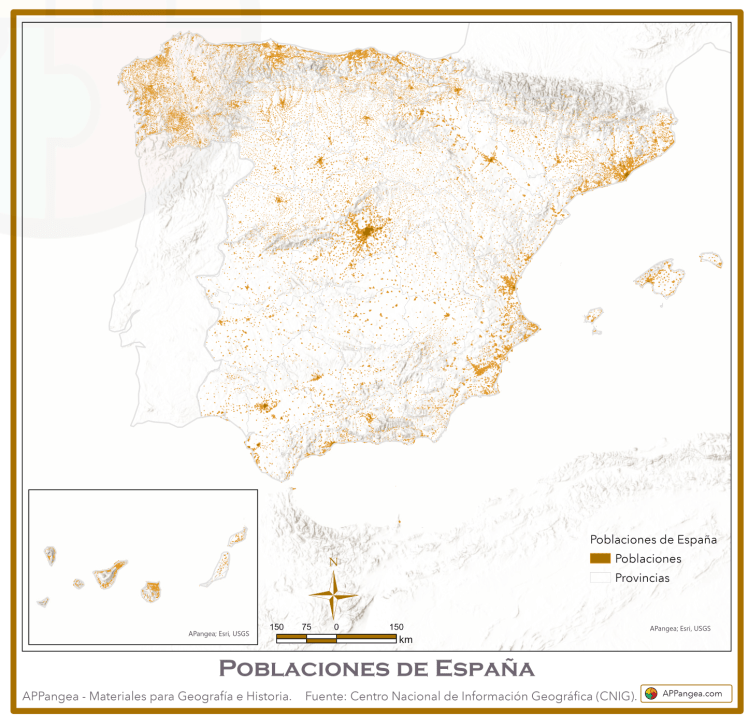 Mapa Poblaciones de&nbsp;España