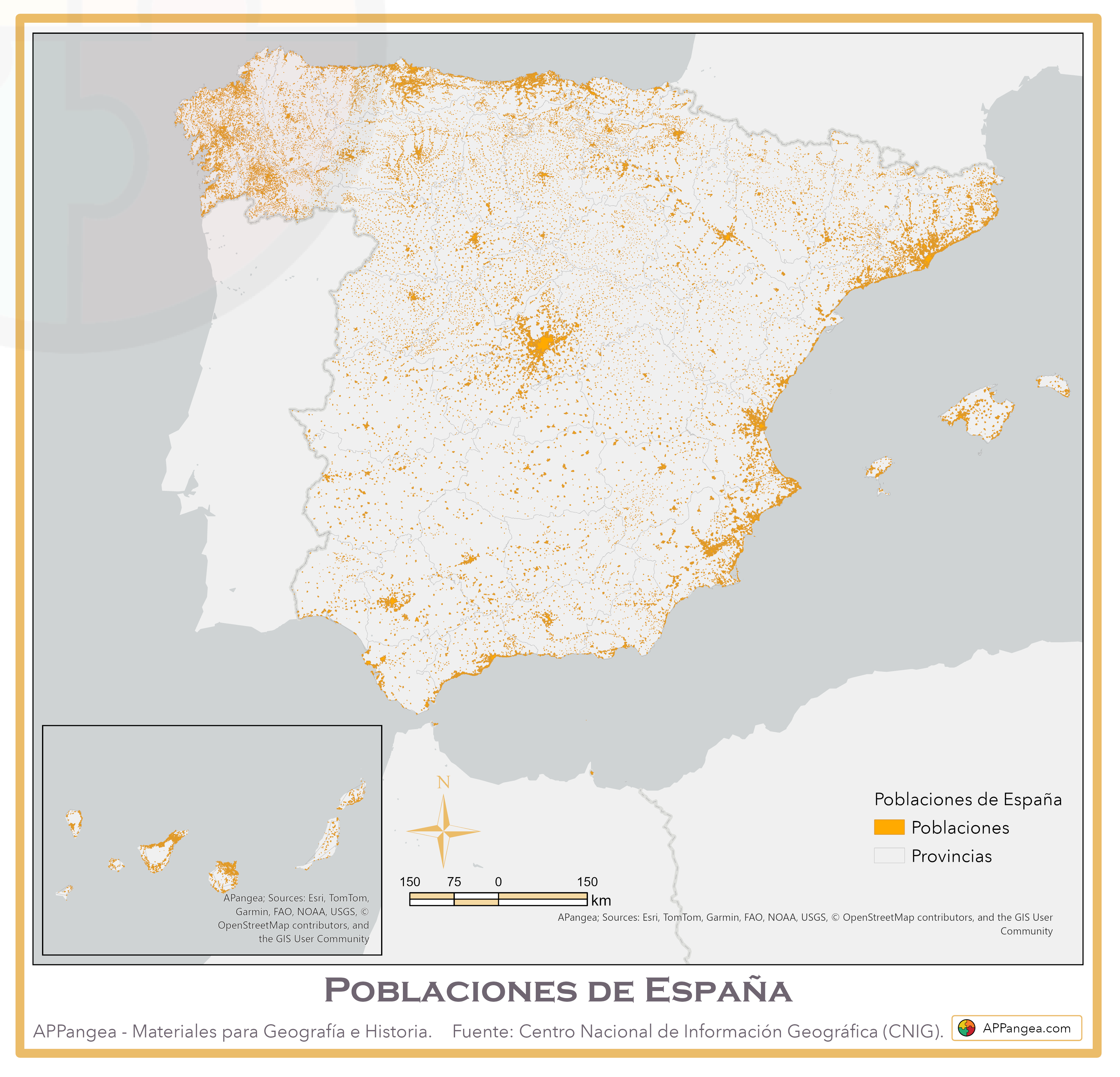 Poblaciones de España. Geografía de España 2ºBachillerato