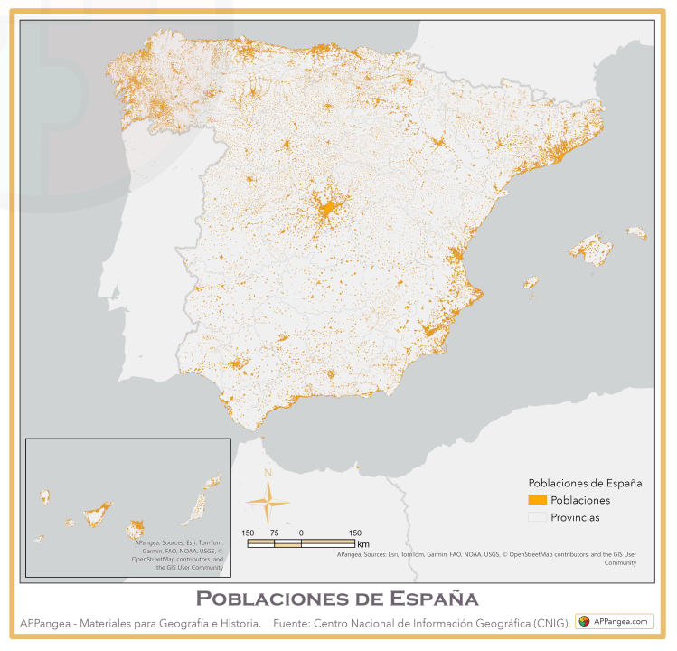 Poblaciones de España. Geografía de España 2ºBachillerato