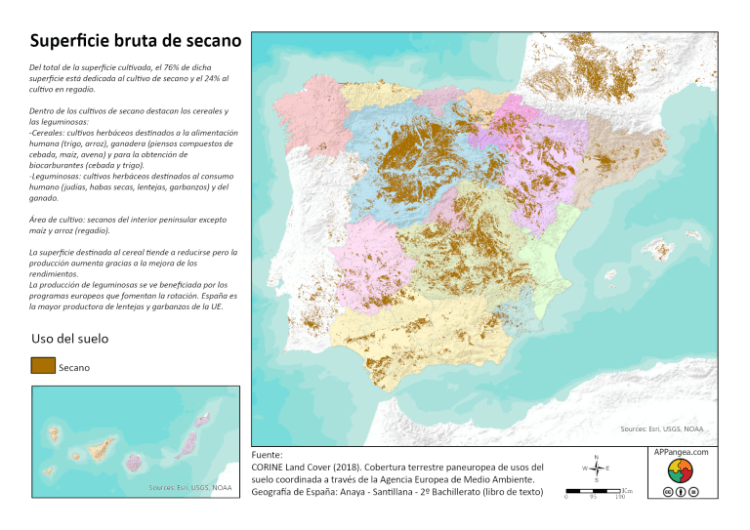 Mapas sector primario en España&nbsp;(Corine).