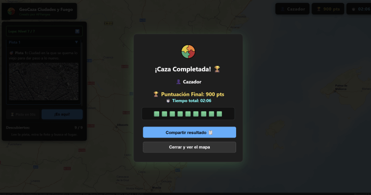 Juego de Geografía: Geocaza Ciudades y&nbsp;Fuego.