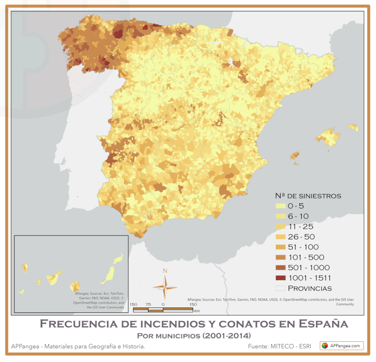 Frecuencia de incendios en&nbsp;España