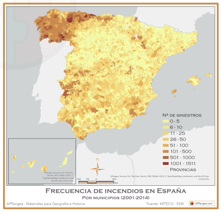 Frecuencia de incendios en&nbsp;España