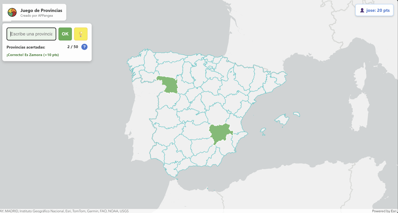 Minijuego Provincias de España