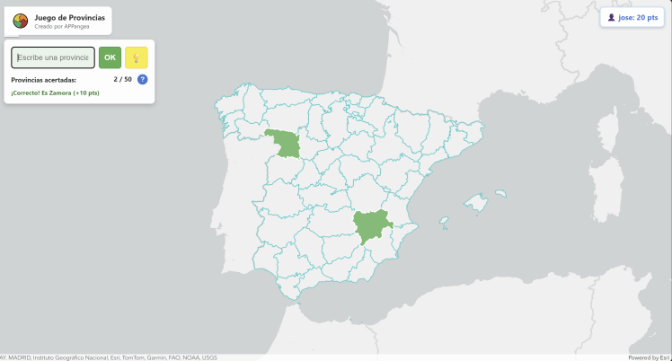 Minijuego Provincias de España