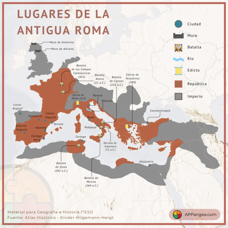 Mapa Imperio Romano. Geografía e Historia 1ºESO
