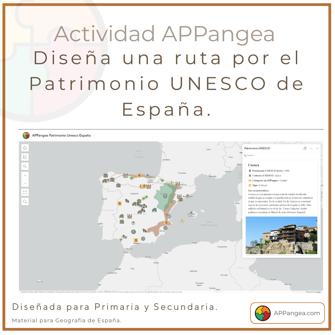 Actividad con mapas Ruta Patrimonio UNESCO. Geografía e Historia ESO