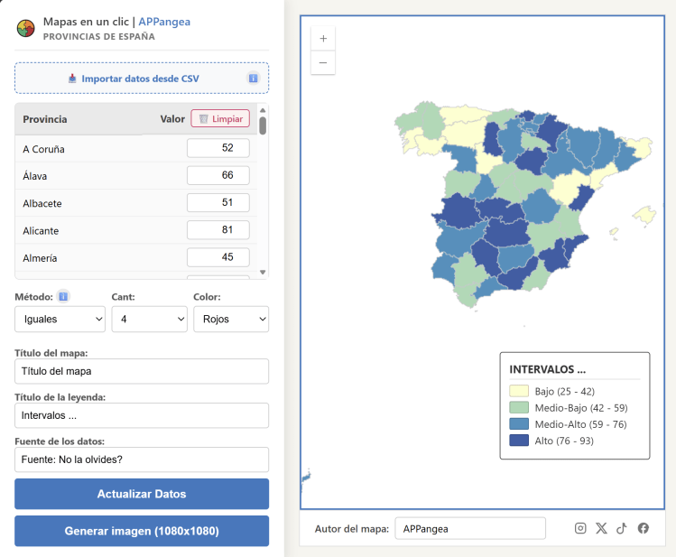 Cómo crear mapas de coropletas de provincias de España en un&nbsp;clic.
