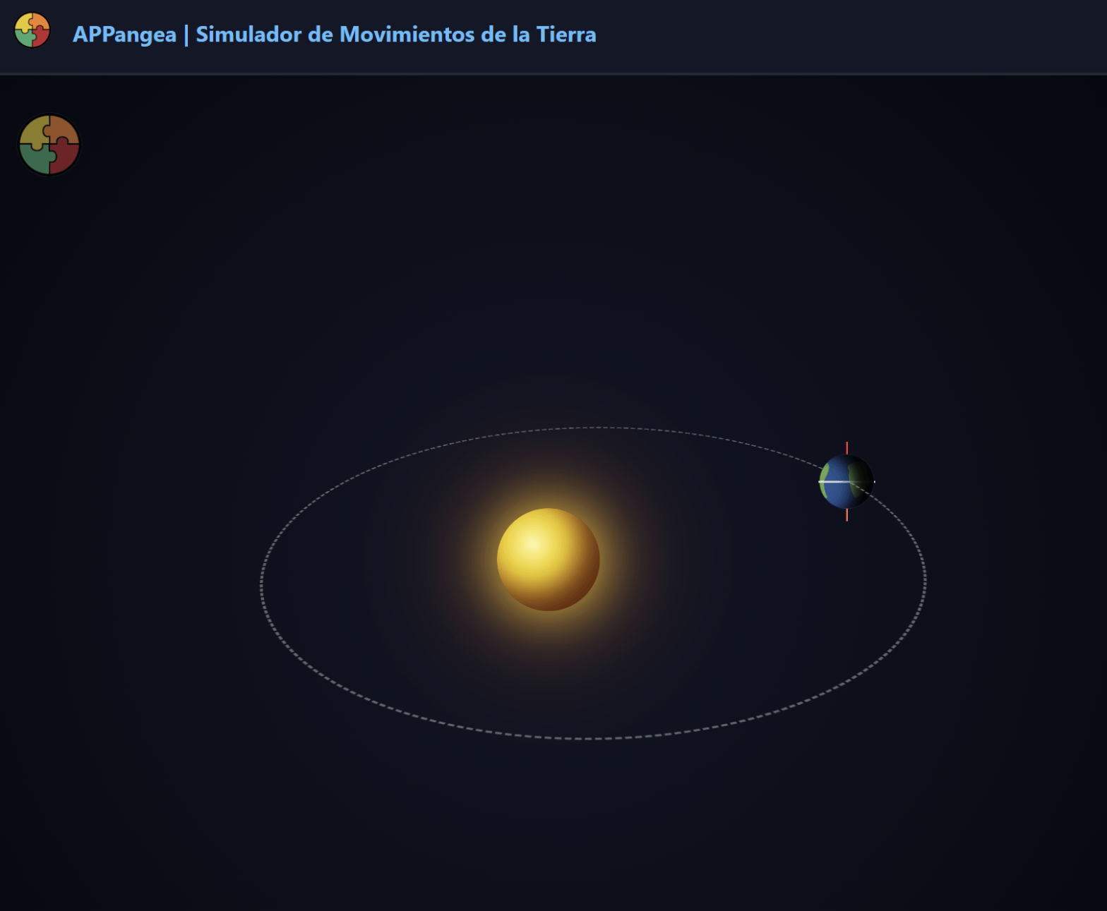 Simulador de los movimientos de la Tierra. Rotación y Traslación.